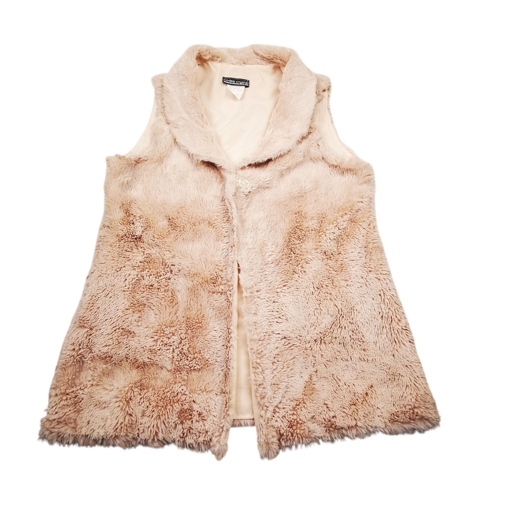 Faux Fur Sleeveless Vest in Cream